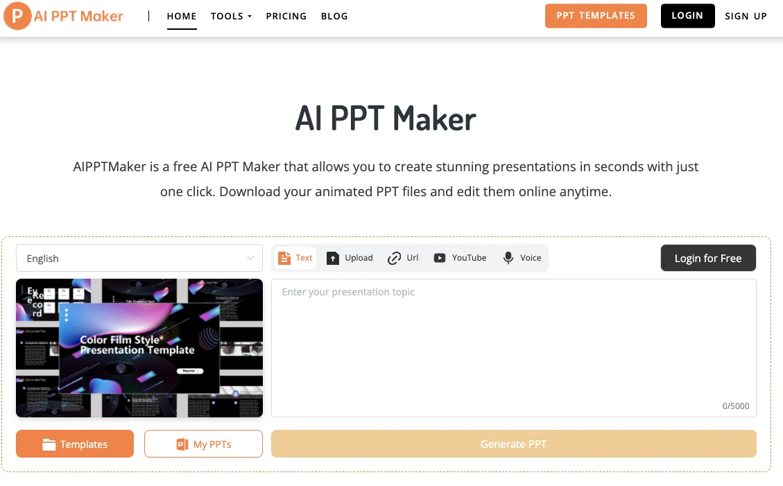 AI PPT Maker's Summarizing Text to PowerPoint